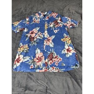 Club Room Luxury 100% Linen Classic Fit Tropical Short Sleeve Button Down Shirt